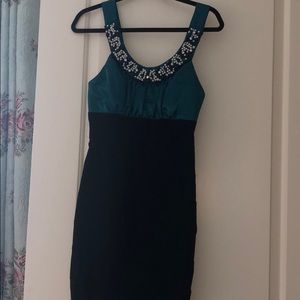 Teal and black bandage dress